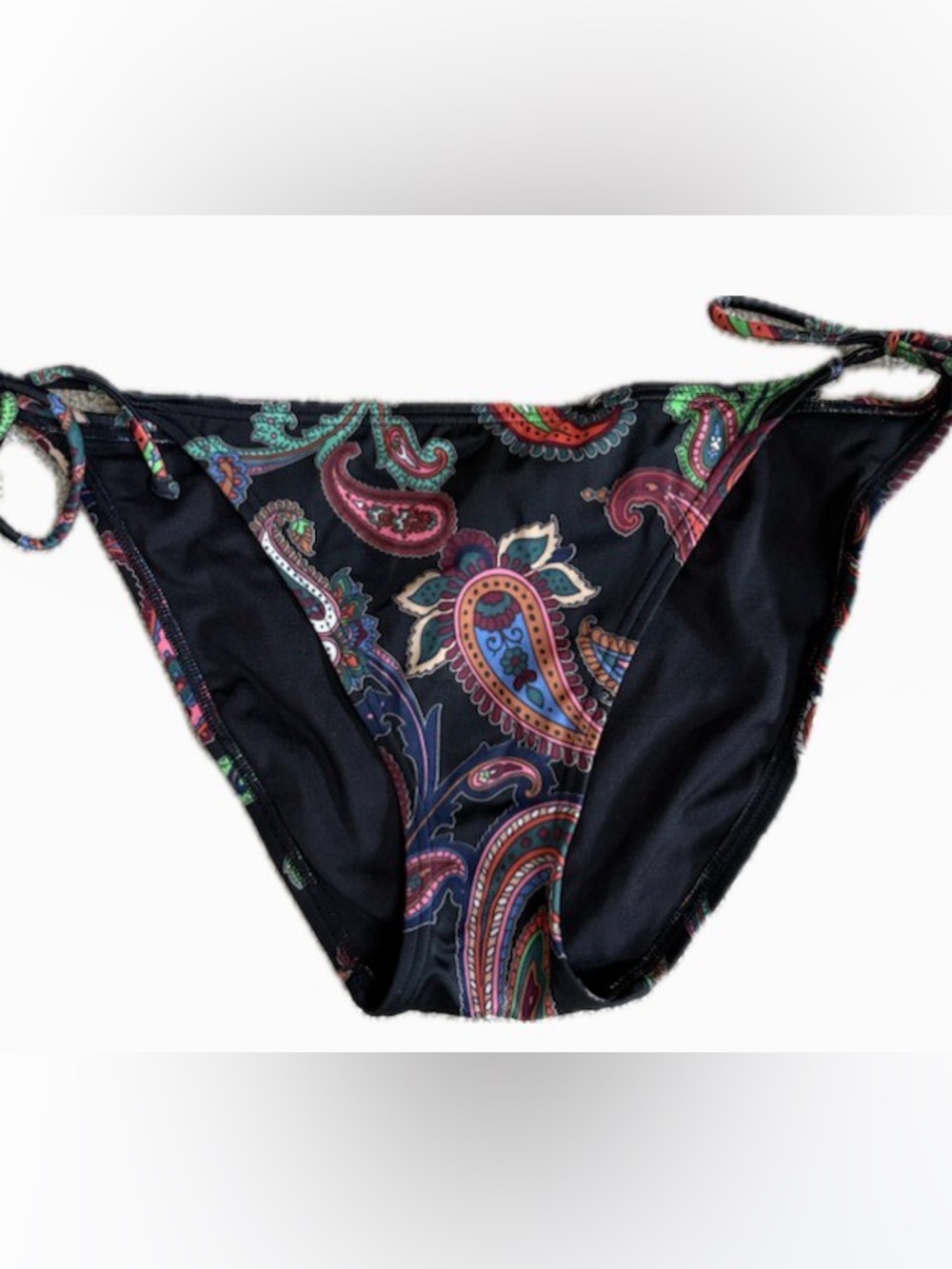 Victoria’s Secret Black Paisley Tie-Side Bikini Bottoms size M